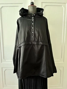 PRIVATSACHEN Oversize Big Shirt Kapuzen Jacke L schwarz Satin Hoodie OS NEU - Bild 1 von 7