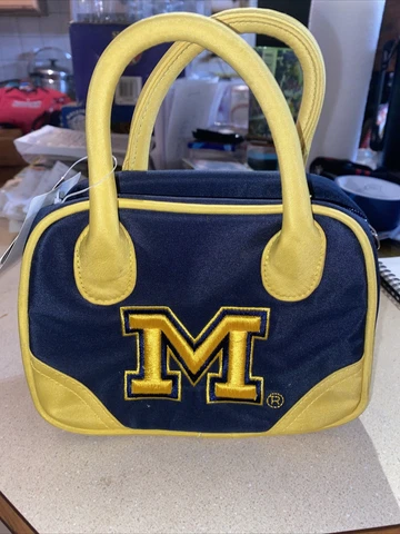 NCAA Michigan Wolverines Small Bowler Purse Handbag Embroidered Cover