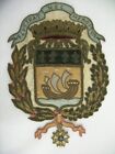 Antique embroidered Coat of arms Paris France “Fluctuat nec mergitur” (pillow)