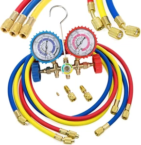 Refrigerant Charging Hoses with Diagnostic Manifold Gauge Set for R410A R22 R404 - Picture 1 of 7