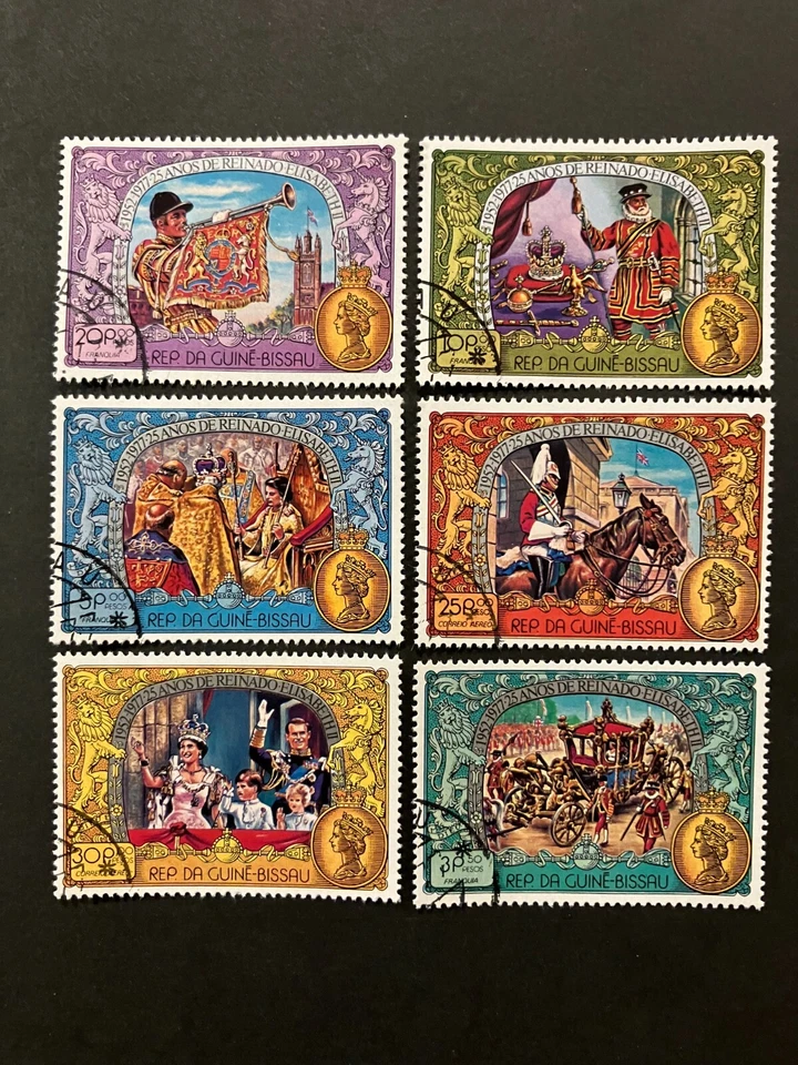 Guinea Bissau 1977 - 25 Years of Elizabeth's II Reign stamps set CTO - Image 1 of 1