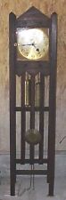 Antique Mission Oak Grandfather Weight Driven Clock with Chime & German Works