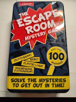 The ESCAPE ROOM Mystery Game Cryptograms Conundrums Rebus Logic-Tin Box-OPENED - Image 1 of 4