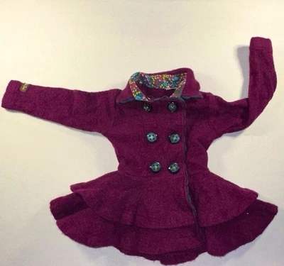 Matilda Jane • Abrigo Chaqueta de Lana Hawthorne Talla 6 Borgoña Cálido Flores Abrigo Guisante Foto 1 de 4