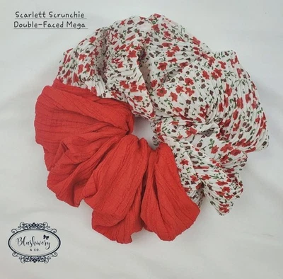 Scarlett Scrunchie Doble Cara Rojo Floral Mega Talla Corbata Foto 1 de 4