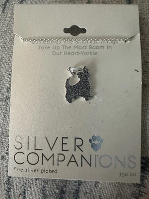 Collar plateado fino compañero de plata Yorkie Yorkshire Terrier perro Foto 1 de 3