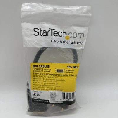 StarTech DVISPL1DD Black 1 ft. DVI-D to 2 x DVI-D Digital Video Splitter Cable - Image 1 of 3