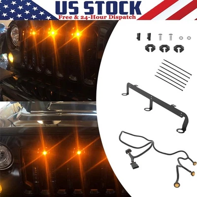 LED Front Grille Lights Kit for 2007-2018 Jeep Wrangler JK JKU Sahara Rubicon - Image 1 of 4