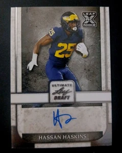 2022 Ultimate Leaf Draft  Hassan Haskins #BA-HH1 Rookie Auto RC Michigan - Picture 1 of 2