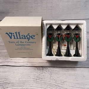 Dept 56 Village Accessories Turn of the Century Lampposts w/ Wreaths in Box - Picture 1 of 3