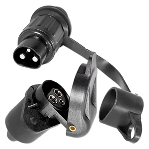 Anhängerstecker Set 3 polig 25A Stecker Steckdose DIN 9680 Schwarz 6V 12V 24V - Bild 1 von 7
