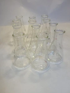 Lot Of 12 Pyrex 125ml Erlenmeyer Flask, No. 4980, Stopper No. 5 Govt Surplus - Picture 1 of 11