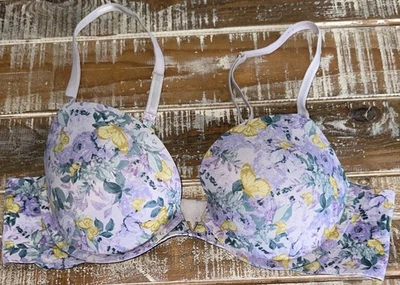 Sutiã feminino Victoria Secret 38B alça com fio ajustável floral lingerie roupa íntima - Imagem 1 de 4