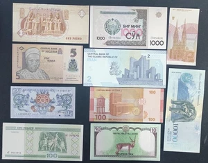 Banknoten der Welt Lot von 10 Banknoten 10 verschiedene Länder Neu - Bild 1 von 1