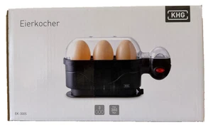 Eierkocher 1 - 3 Eier Schwarz Aluminium Heizplatte Messbecher Alarm 380W KHG - Bild 1 von 3