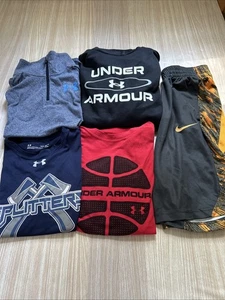 Under Armour Nike Boys Lot of 5 Pieces Hoodie Tees Shorts 1/4 Zip Shirt Size L - Picture 1 of 6