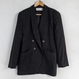 Vintage Evan-Picone Blazer Womens 6 Charcoal Wool Double Breasted Made USA 90s - Picture 1 of 9