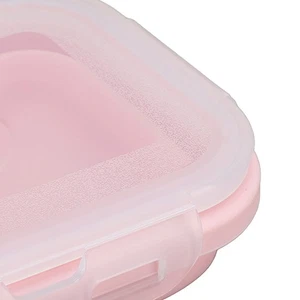 (Pink)Collapsible Food Storage Containers Silicone Food Storage Containers - Picture 1 of 12