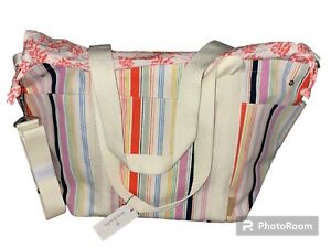 NWT Vera Bradley Women's Large Deluxe Canvas Tote Bag Seaside Stripe Multi-Color