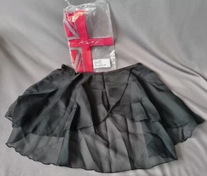 KATZ Girls Dance Ballet Pull On ISTD Chiffon Georgette Skirt Black KDGS01 30-32" - Picture 1 of 3