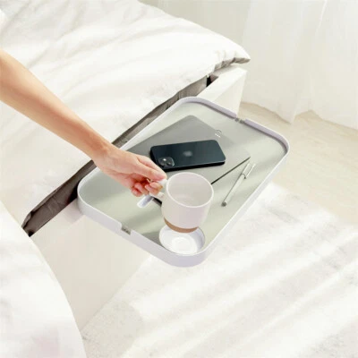 White Bedside Shelf Table College Morden Bedroom Nightstand w/ Cup Cable Holder - Image 1 of 4