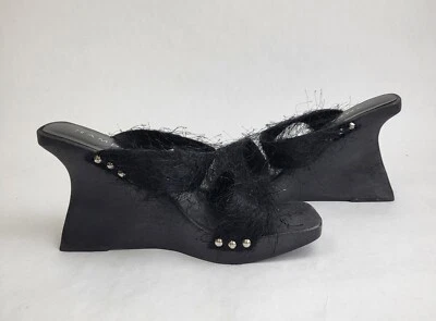 Sandalias de tacón alto Rampage para mujer 2 correas tacón de madera negras talla 10 Foto 1 de 4