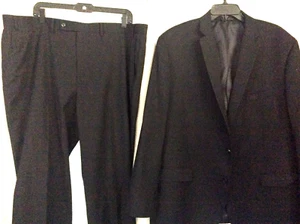 Men's Sz 48R 44W Van Heusen Suit set 2 pc. Black Smooth Relaxed Inner Pockets - Picture 1 of 17