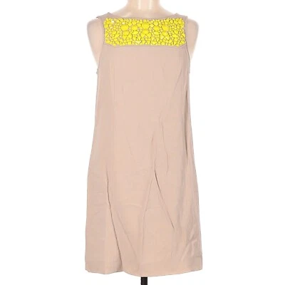 Mini Vestido Tibi Iona Amarillo Tostado Cuentas Cambio Sin Mangas $630 Talla 6 Foto 1 de 4