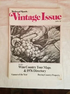 Vintage Issue Magazine 1976 Issue Redwood Ranch Wine Country Tour Map & Directo - Foto 1 di 2