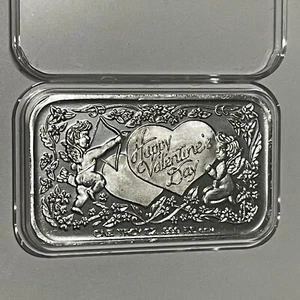 Happy Valentine’s Day Gift Collector Bar 1 Troy Oz .999 Fine Silver Ingot Media - Picture 1 of 15