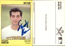 Sandy Krum Signed 1990 Star Salem Buccaneers #27 Card Salem Buccaneers Auto AU