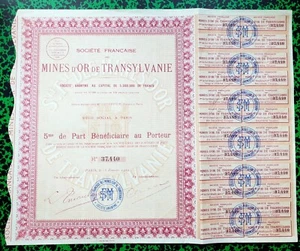 Roumanie - Siège à Paris - Ste Minière (Or) Française en Transylvanie 15/01/1930 - Bild 1 von 1