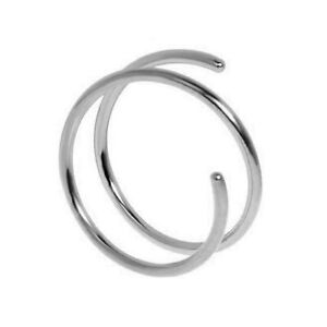 .925 Sterling Silver Double Spiral Nose Ring Multi Gauges and Sizes