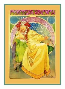 Art Nouveau Alphonse Mucha Poster Princess Hyacynth Counted Cross Stitch Pattern - Picture 1 of 9