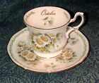 Queens Rosina China Co, Small Cup & Saucer Daisies “October” Gold Trim, VGC!
