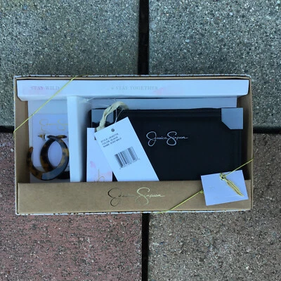 NWT Jessica Simpson Stay Wild Black Wallet & Leopard Earrings 6"x4" Box Gift Set - Image 1 of 4