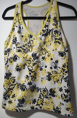 Camiseta sin mangas Danskin Now Active Wear para mujer espalda de afeitar LG 12/14 amarillo negro blanco Foto 1 de 4