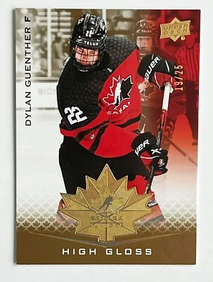 2021 Upper Deck Team Canada Juniors High Gloss Dylan Guenther xx/25 - Image 1 of 2