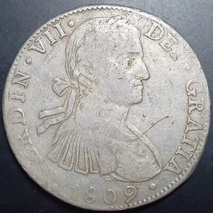 Mexico Spanish Colonial 8 Reales Ferdin Ferdinand VII 1809 Mo TH Mexico Mint - Picture 1 of 5