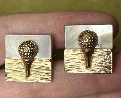 De colección Gemelos Swank Pelota de Golf en Camiseta MOP Madre Perla Tono Dorado 3D LPGA Deportes Foto 1 de 4