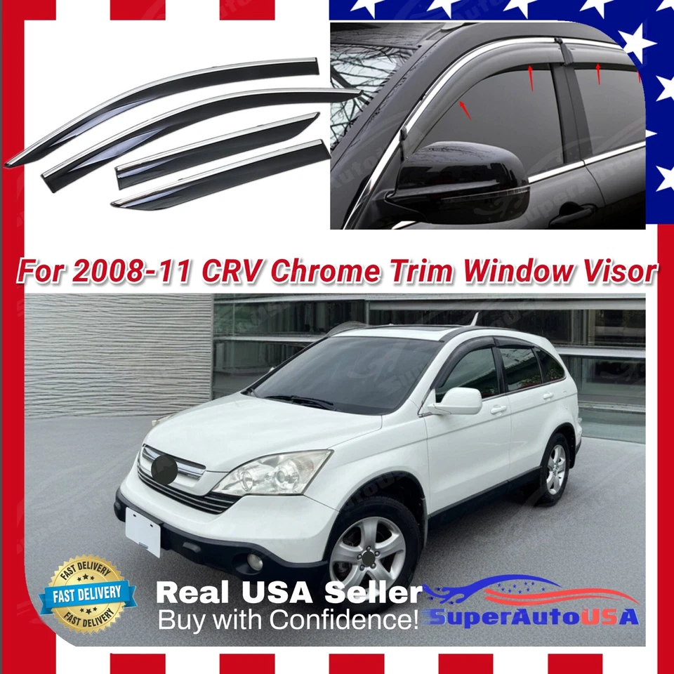 Espejo retrovisor cromado para Honda CRV 2008-11 ventana tintada visera lluvia protector solar ventilación Foto 1 de 4