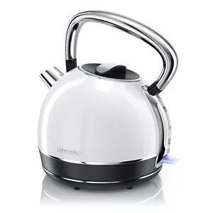 Arendo Edelstahl Wasserkocher im Retro Look | 1,7l | 2200 Watt | Weiß | Vintage - Bild 1 von 6