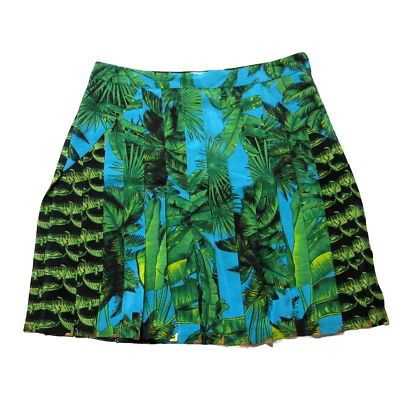 NWT H&M x Versace Palm Pleated Mini in Crocodile Palm Print Silk A-Line Skirt 6 - Image 1 of 4