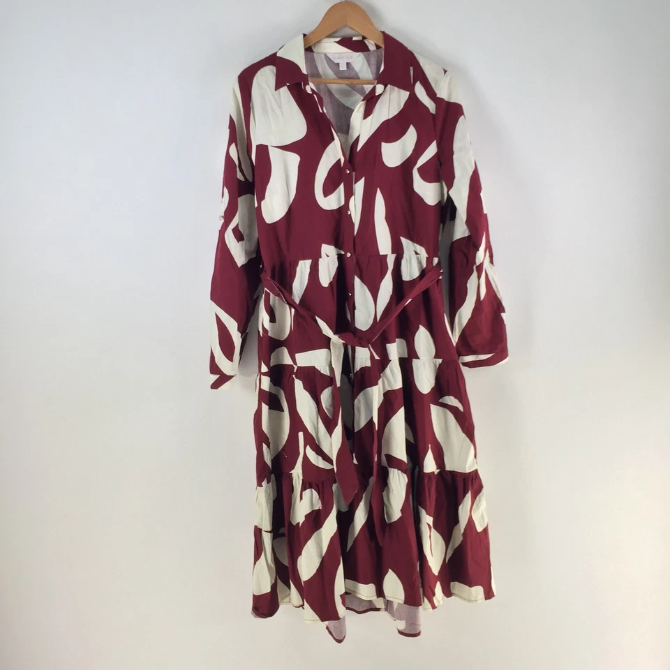 Sunny Girl Camisa Vestido Mujer 16 Midi Rojo Geométrico Manga Larga Cuello 124158 Foto 1 de 4