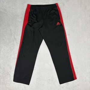 VTG Y2K Adidas Track Pants Men's Medium Wide Leg Baggy Joggers Black Red Sweats - Picture 1 of 11