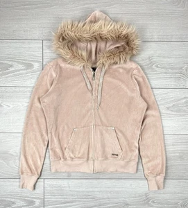 Lipsy Like Juicy Couture Velvet Pink Fur Zip Hoodie Womens 10 Size US - Picture 1 of 9