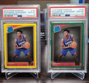 2018-19 Donruss Shai Gilgeous-Alexander Rookie Flood Lot Yellow and Green PSA 10 - Picture 1 of 2