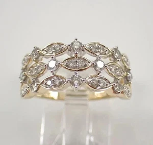 1.50Ct Round Cut Lab Created Diamond Cluster Wedding Band 14K Yellow Gold Plated - Picture 1 of 11