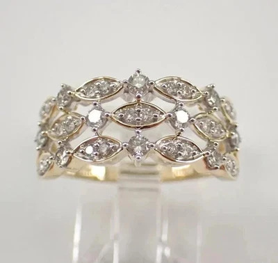 1.50Ct Round Cut Lab Created Diamond Cluster Wedding Band 14K Yellow Gold Plated - Image 1 of 4