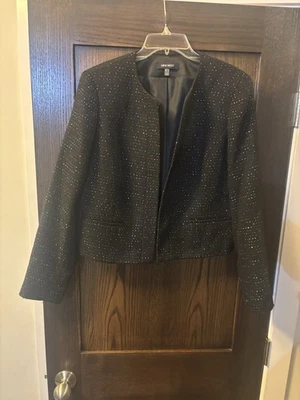 Chaqueta de tweed con lentejuelas Nine West - negra con lentejuelas - talla 10, nueva sin etiquetas Foto 1 de 4